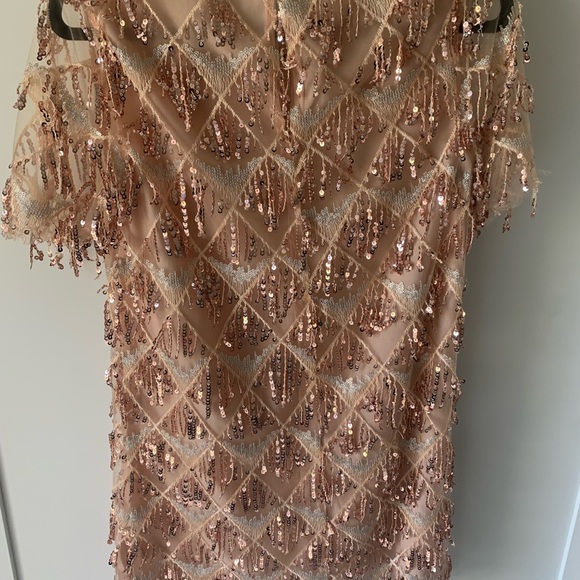 Everyday chic boutique beaded women’s mini dress in blush - Picture 2 of 4